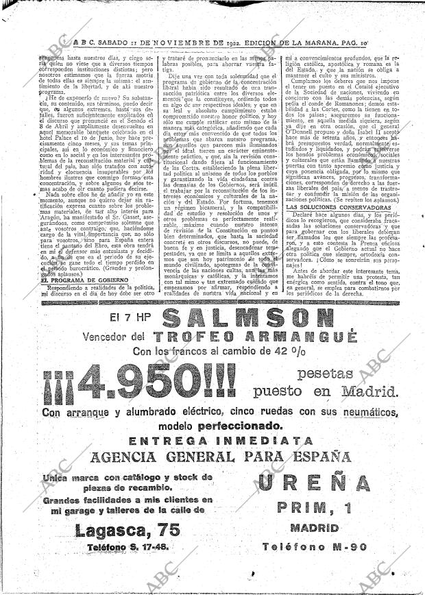 ABC MADRID 11-11-1922 página 10