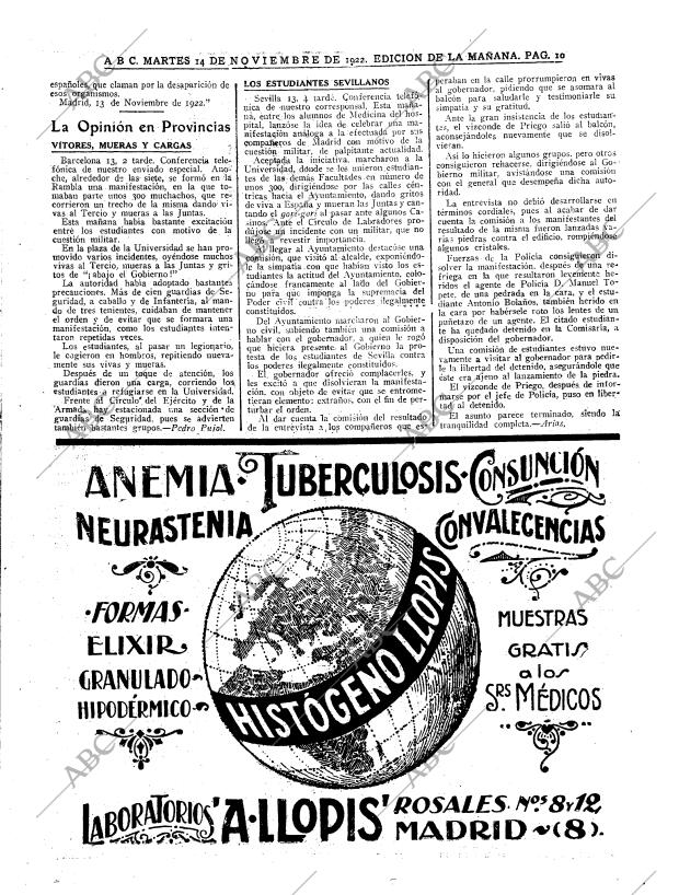 ABC MADRID 14-11-1922 página 10