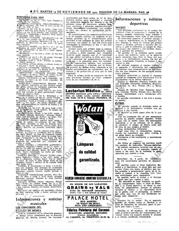 ABC MADRID 14-11-1922 página 28