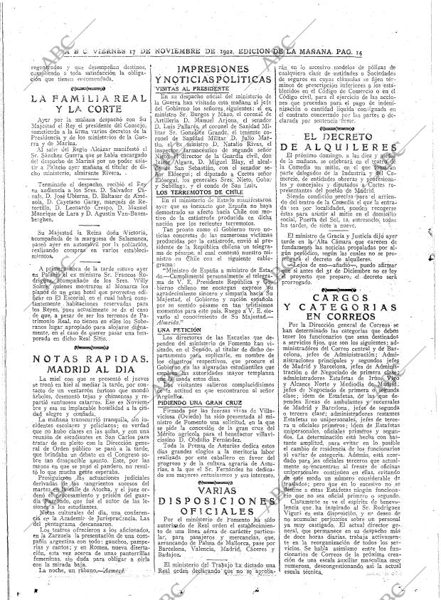 ABC MADRID 17-11-1922 página 14