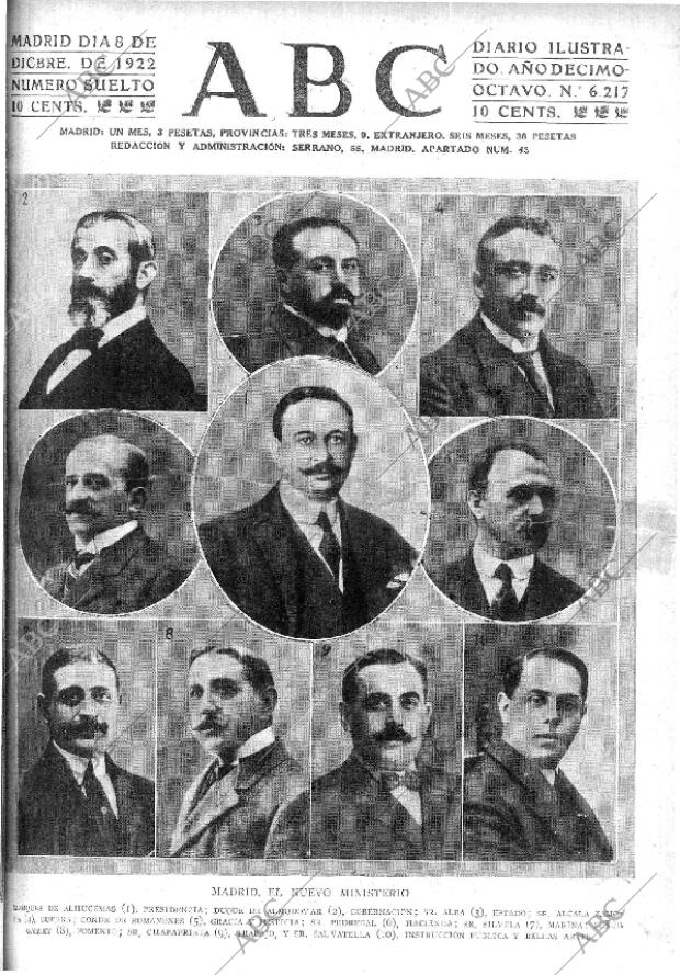 ABC MADRID 08-12-1922 página 1
