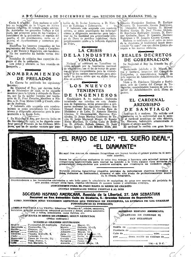 ABC MADRID 09-12-1922 página 14