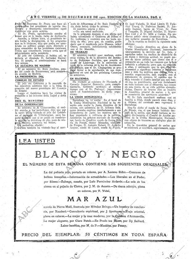 ABC MADRID 15-12-1922 página 8