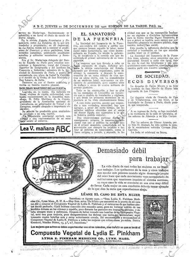 ABC MADRID 21-12-1922 página 12