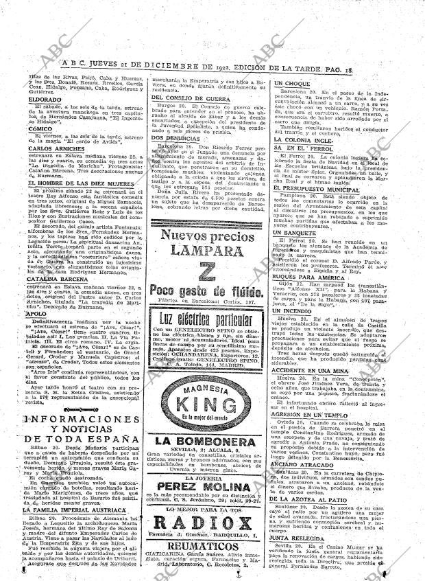 ABC MADRID 21-12-1922 página 18