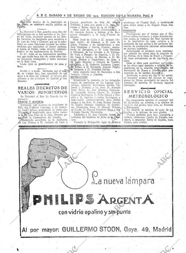 ABC MADRID 06-01-1923 página 8