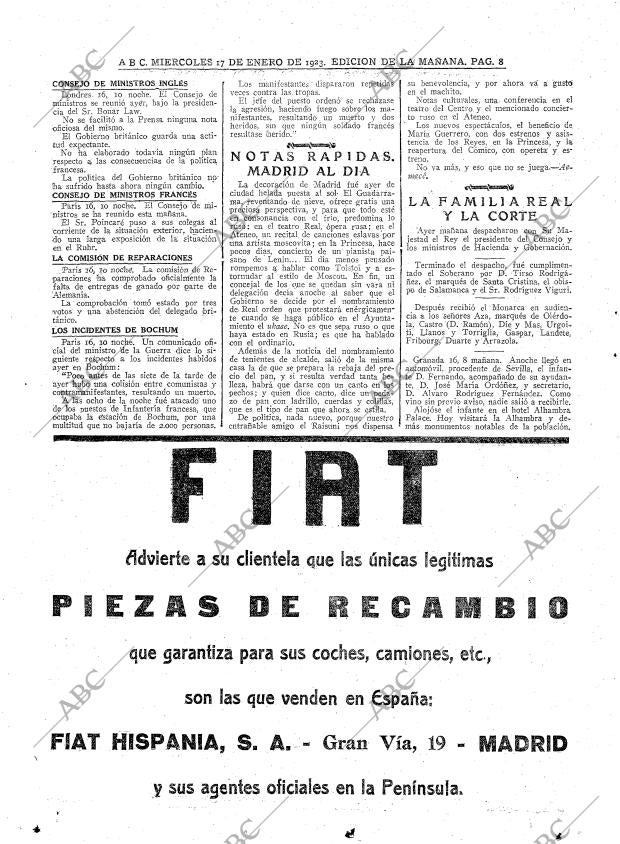 ABC MADRID 17-01-1923 página 8