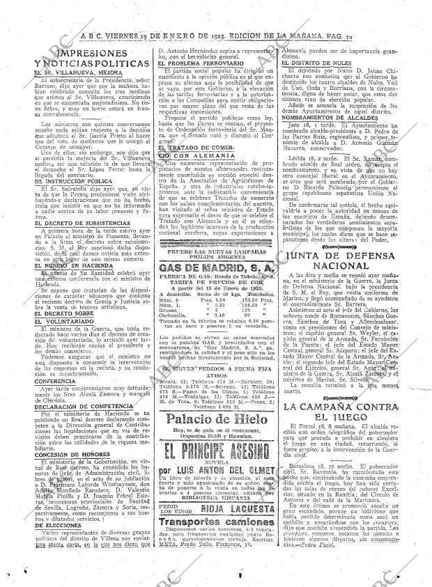 ABC MADRID 19-01-1923 página 12