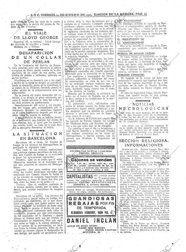 ABC MADRID 19-01-1923 página 15