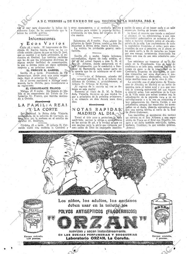 ABC MADRID 19-01-1923 página 8