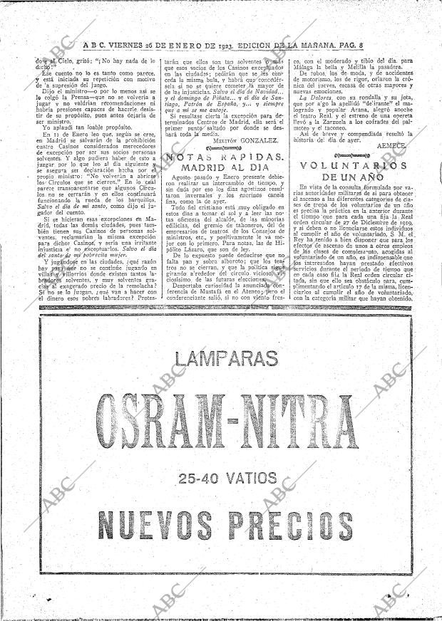 ABC MADRID 26-01-1923 página 8