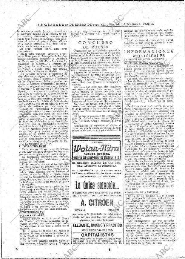 ABC MADRID 27-01-1923 página 16