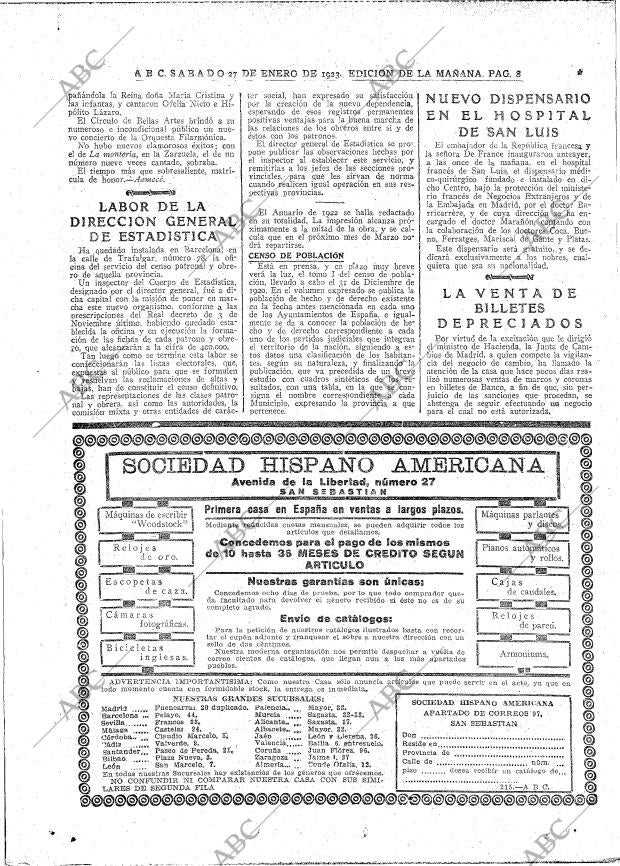 ABC MADRID 27-01-1923 página 8