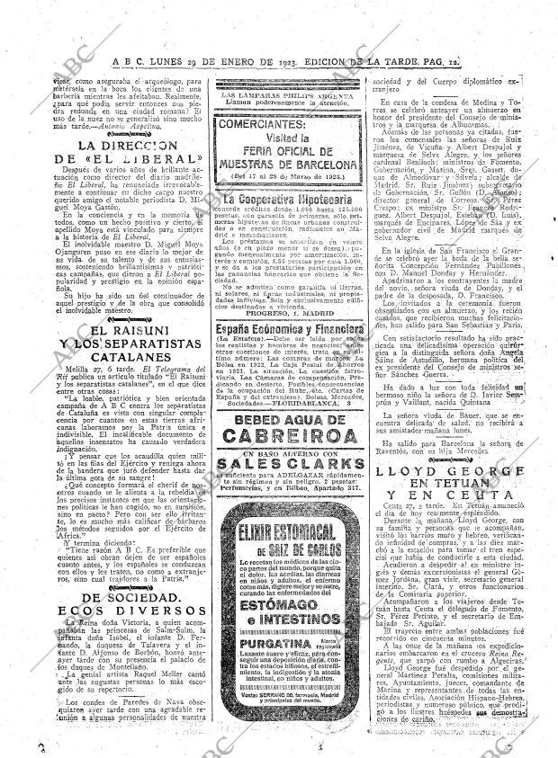 ABC MADRID 29-01-1923 página 12