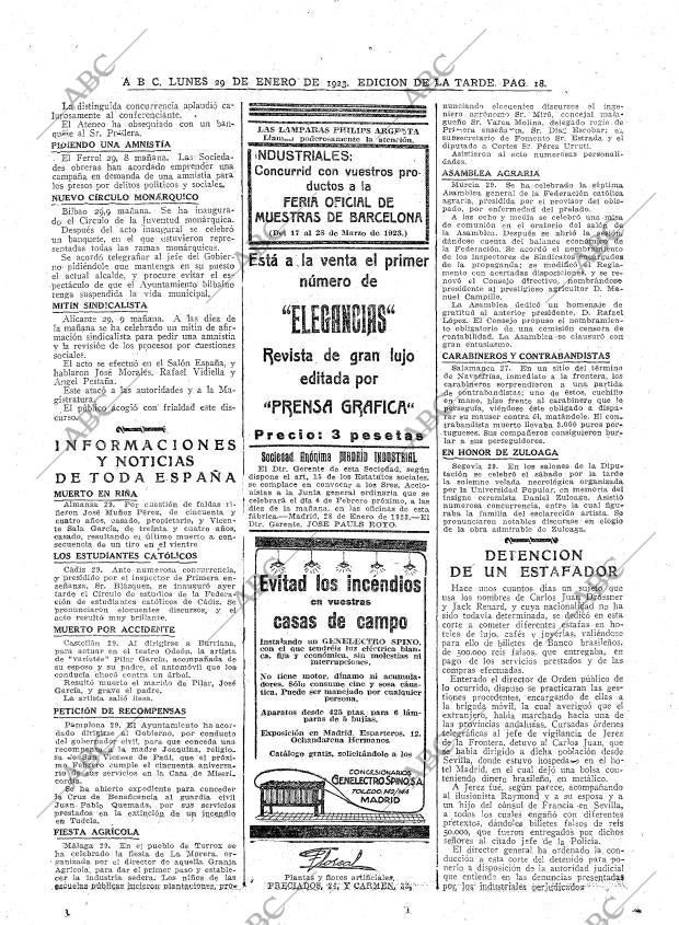 ABC MADRID 29-01-1923 página 18
