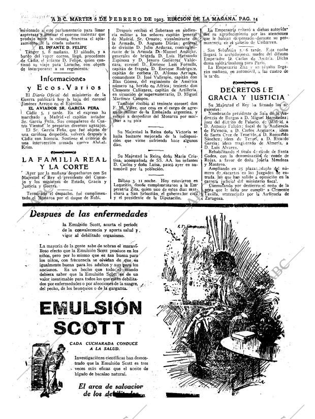 ABC MADRID 06-02-1923 página 14
