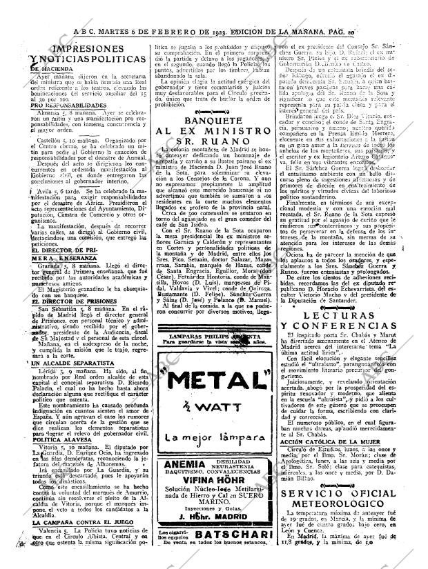 ABC MADRID 06-02-1923 página 20