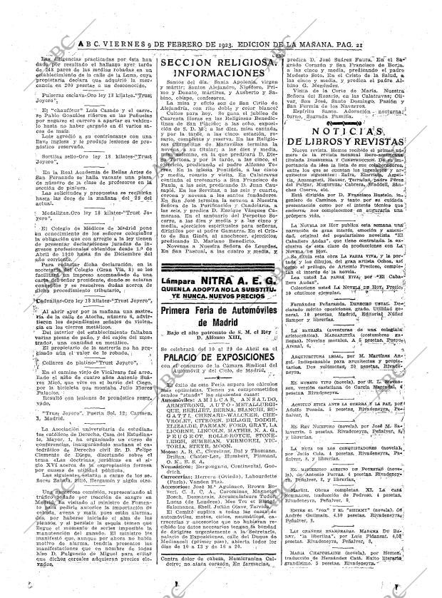 ABC MADRID 09-02-1923 página 21