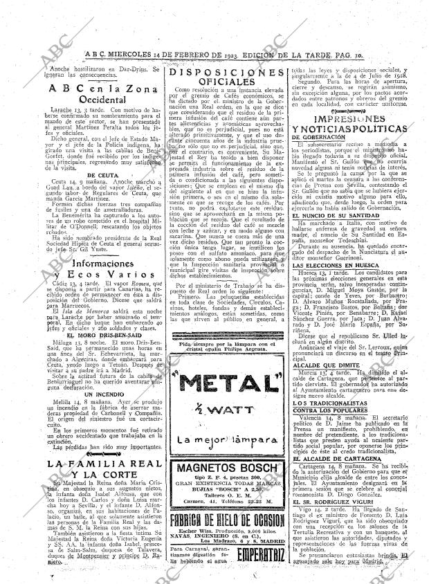 ABC MADRID 14-02-1923 página 10