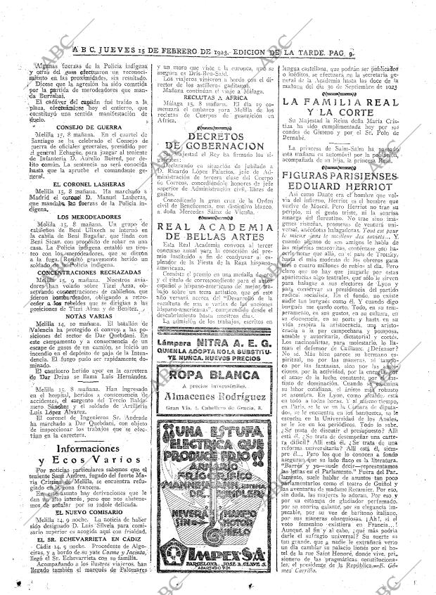 ABC MADRID 15-02-1923 página 9