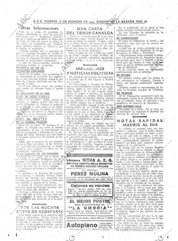 ABC MADRID 16-02-1923 página 16