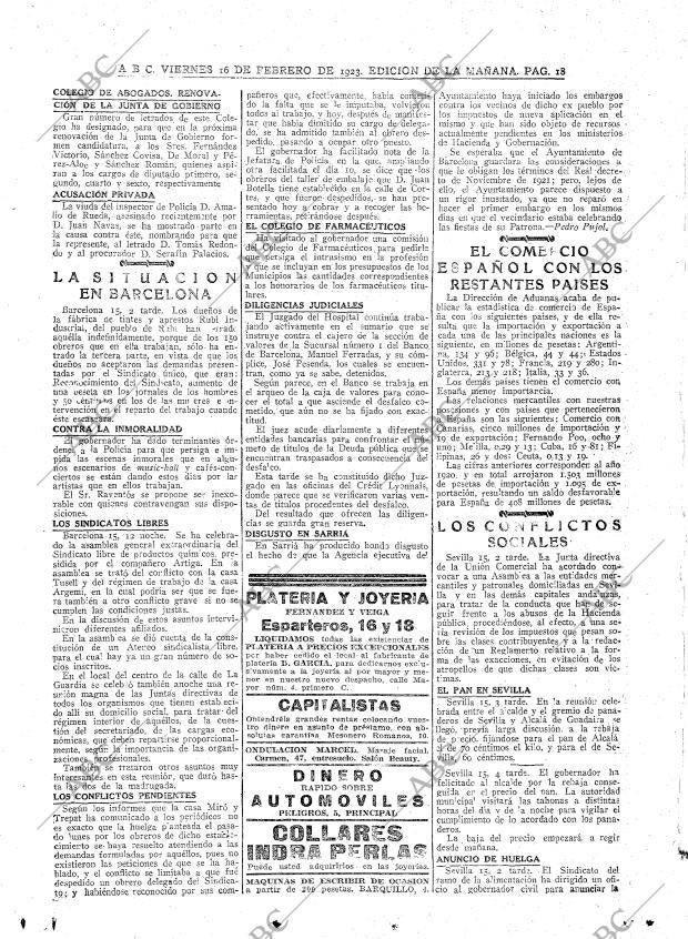 ABC MADRID 16-02-1923 página 18