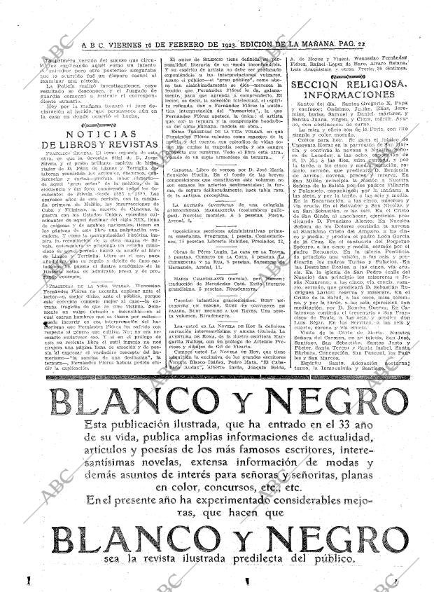 ABC MADRID 16-02-1923 página 22