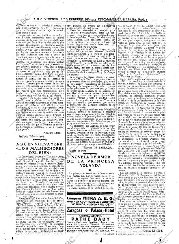 ABC MADRID 16-02-1923 página 8