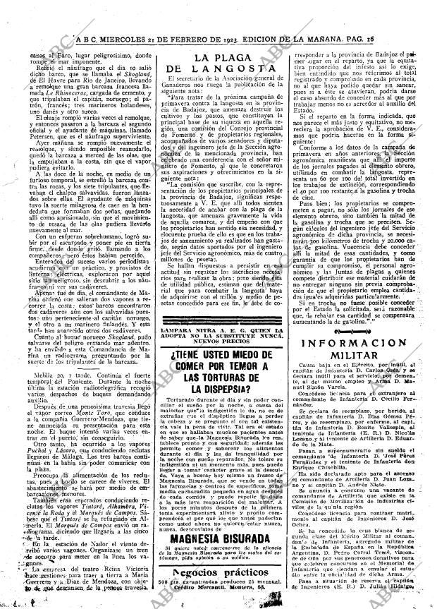 ABC MADRID 21-02-1923 página 16