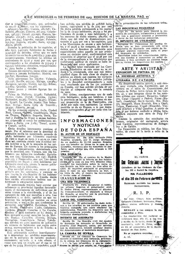 ABC MADRID 21-02-1923 página 21
