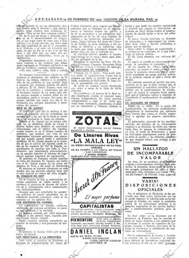 ABC MADRID 24-02-1923 página 12
