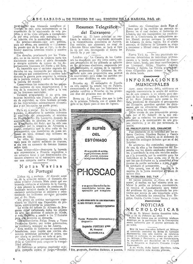 ABC MADRID 24-02-1923 página 16