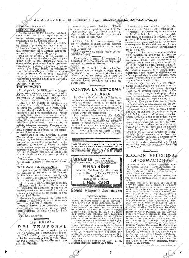 ABC MADRID 24-02-1923 página 20