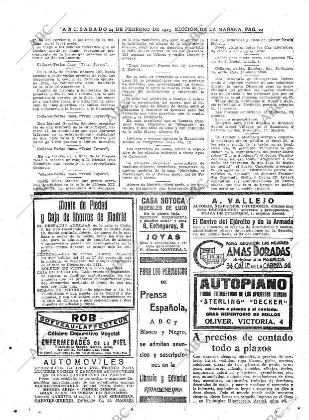 ABC MADRID 24-02-1923 página 22