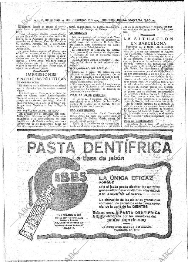 ABC MADRID 25-02-1923 página 22