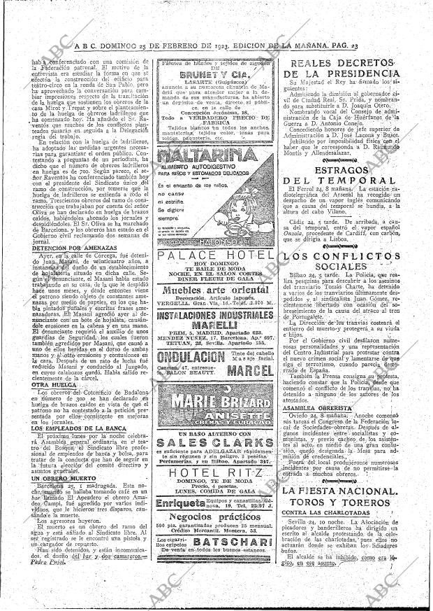 ABC MADRID 25-02-1923 página 23