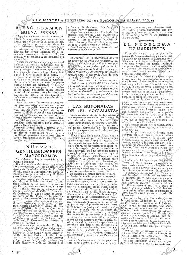 ABC MADRID 27-02-1923 página 11