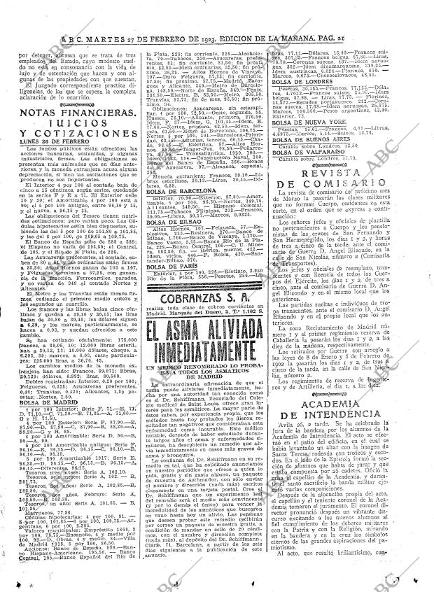 ABC MADRID 27-02-1923 página 21