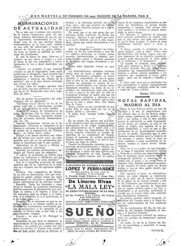 ABC MADRID 27-02-1923 página 8
