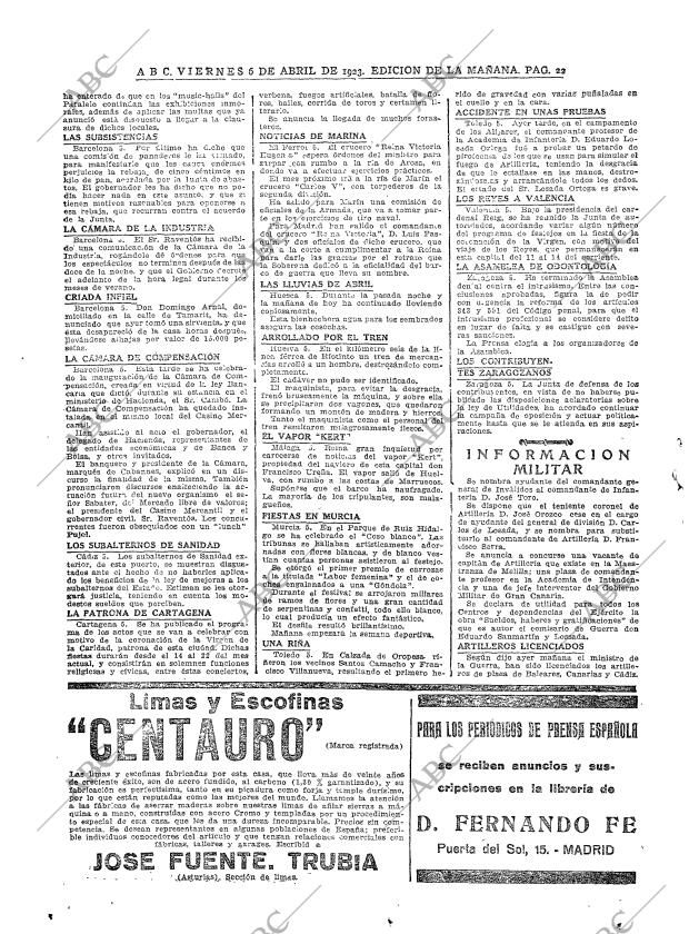 ABC MADRID 06-04-1923 página 22