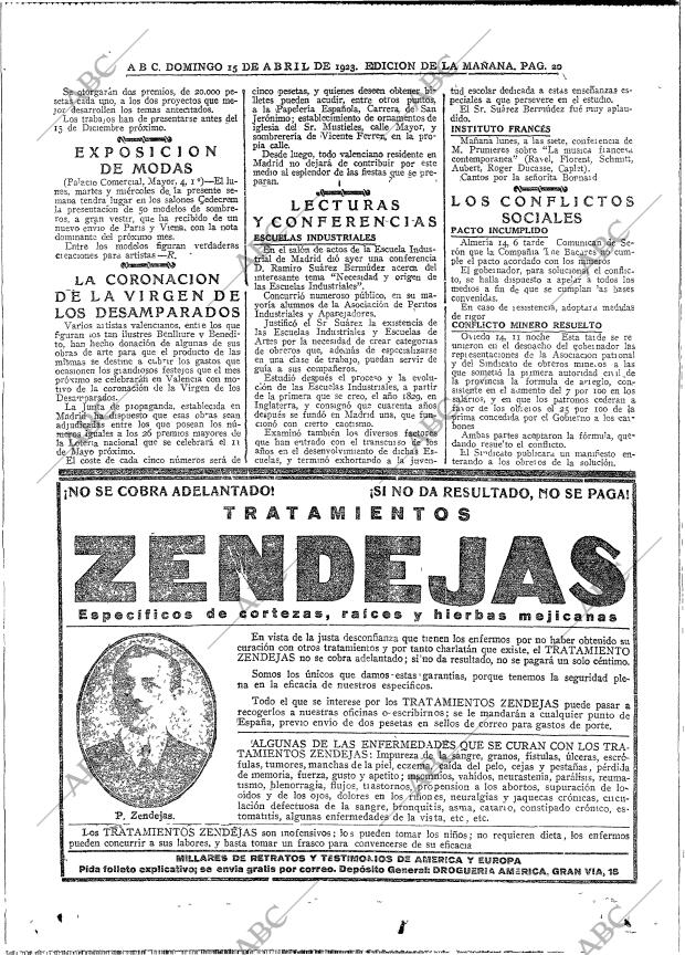 ABC MADRID 15-04-1923 página 20