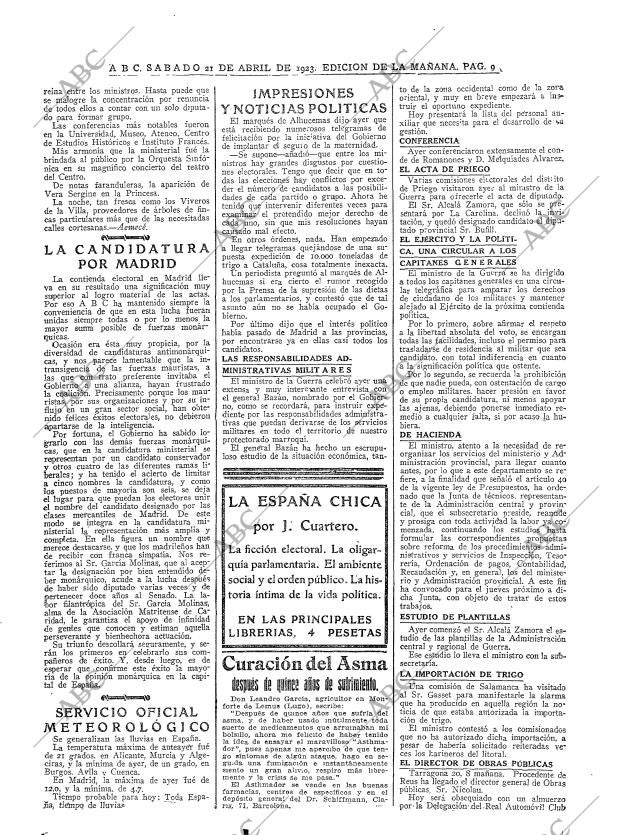 ABC MADRID 21-04-1923 página 9