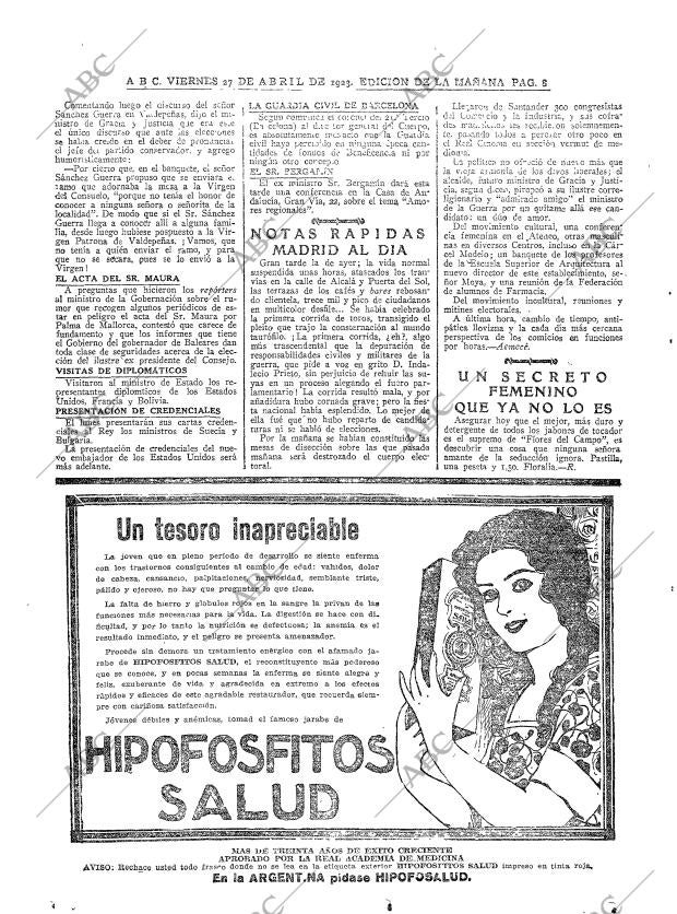 ABC MADRID 27-04-1923 página 8