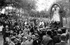 La peregrinación Eibarresa ante la Venerada Imagen, llevada procesionalmente al...