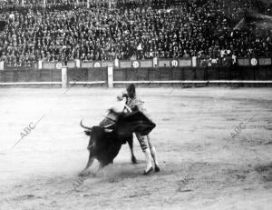 la corrida de Toros de ayer Villalta, en un momento de la Lidia