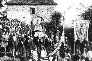 La tradicional procesión de nuestra Señora de Arrate, Celebrada solemnemente con...