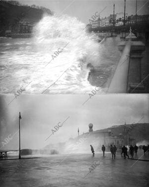 San Sebastián. Diferentes aspectos del temporal. 1. En la concha 2. En el...