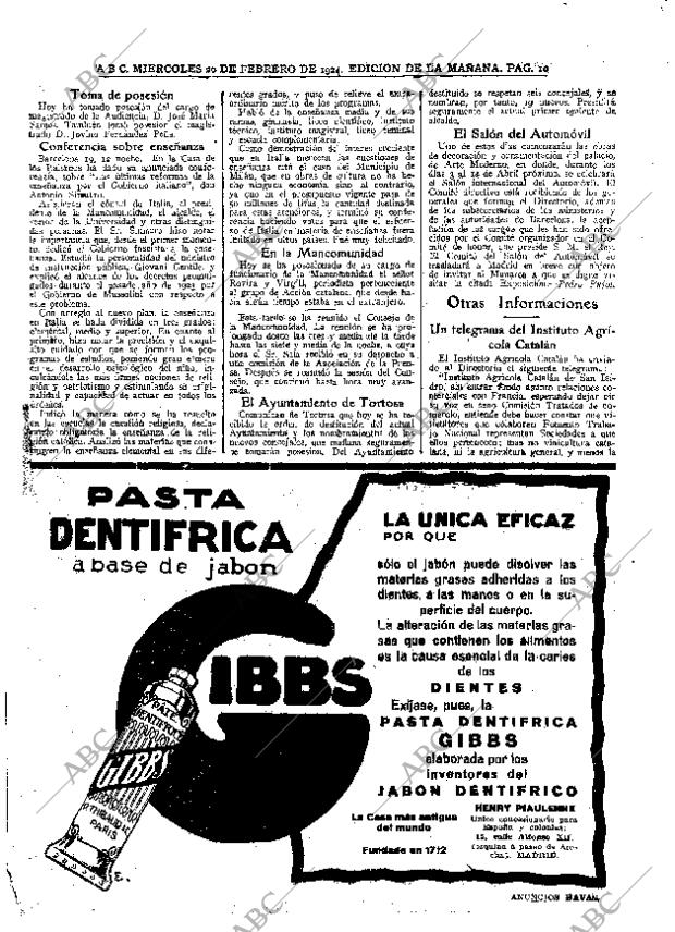 ABC MADRID 20-02-1924 página 10