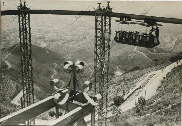 Niñas de las colonias dan un paseo en el funicular de la ciudad condal