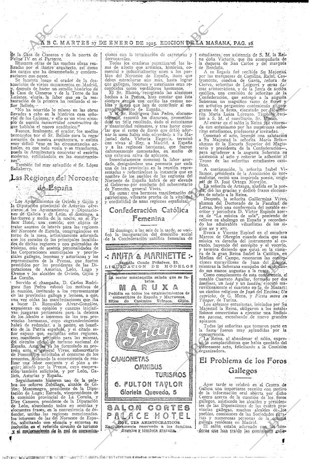 ABC MADRID 27-01-1925 página 16